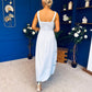 Maeve Crochet Detail Occasion Midi Dress Blue