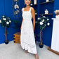 Maeve Crochet Detail Occasion Midi Dress White