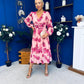 Bronagh Banded Midi Dress Pink Floral