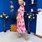Bronagh Banded Midi Dress Pink Floral