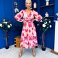 Bronagh Banded Midi Dress Pink Floral