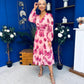 Bronagh Banded Midi Dress Pink Floral