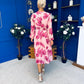 Bronagh Banded Midi Dress Pink Floral