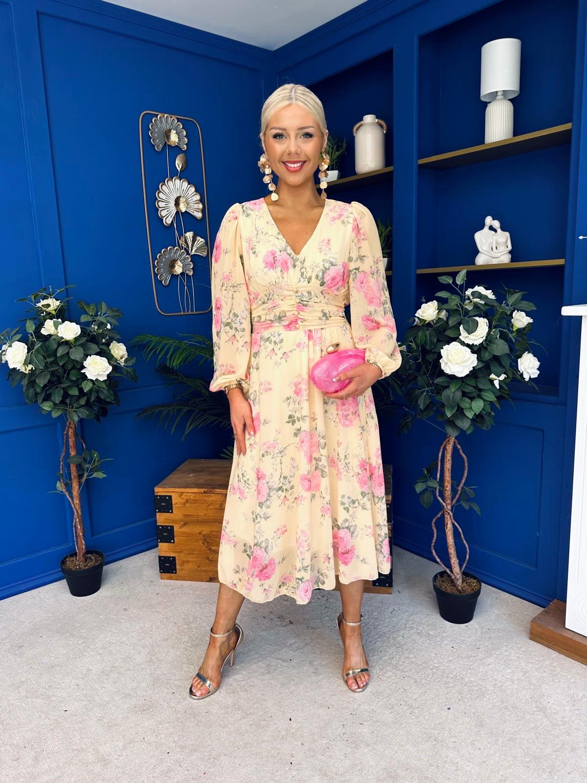 Bronagh Banded Midi Dress Floral Primrose