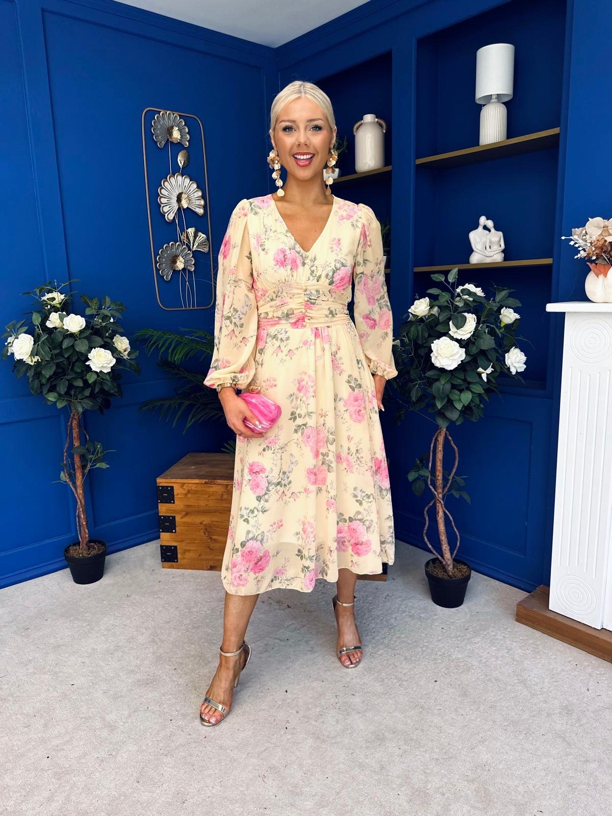 Bronagh Banded Midi Dress Floral Primrose
