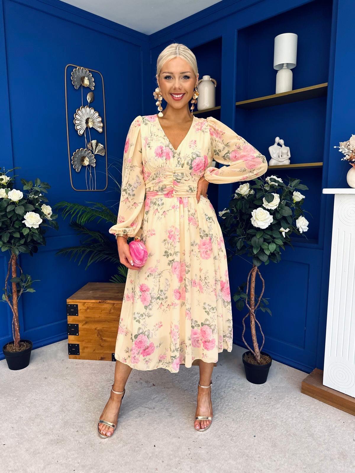 Bronagh Banded Midi Dress Floral Primrose