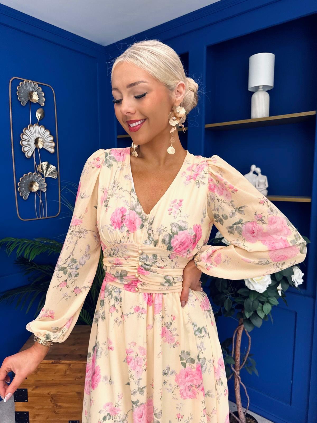 Bronagh Banded Midi Dress Floral Primrose