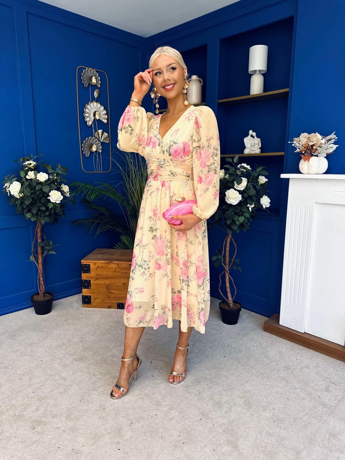 Bronagh Banded Midi Dress Floral Primrose