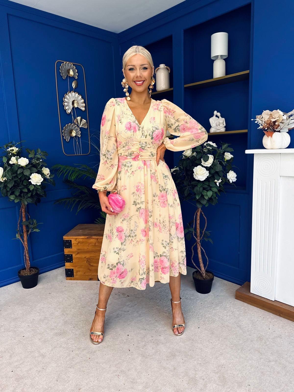 Bronagh Banded Midi Dress Floral Primrose