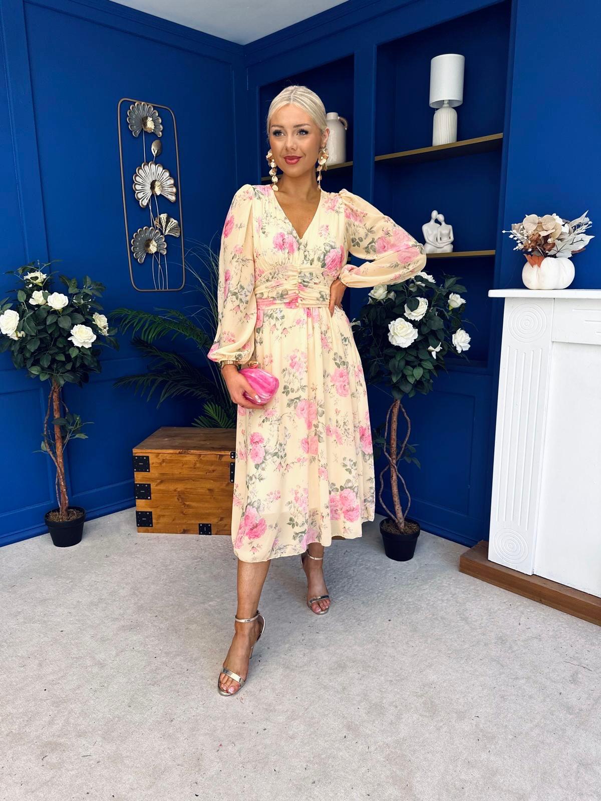 Bronagh Banded Midi Dress Floral Primrose