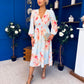 Grainne Button Detail Midi Dress Floral Pastel