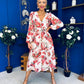 Grainne Button Detail Midi Dress Floral Rose