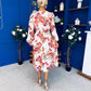 Grainne Button Detail Midi Dress Floral Rose