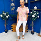 Jessie Puff Sleeve Sheer Blouse Floral Peach