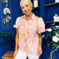 Jessie Puff Sleeve Sheer Blouse Floral Peach