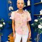 Jessie Puff Sleeve Sheer Blouse Floral Peach