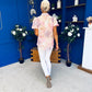 Jessie Puff Sleeve Sheer Blouse Floral Peach
