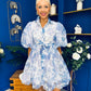 Rylan Puff Sleeve Lace Shirt Dress Floral Blue