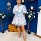 Rylan Puff Sleeve Lace Shirt Dress Floral Blue