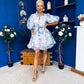 Rylan Puff Sleeve Lace Shirt Dress Floral Blue