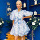 Rylan Puff Sleeve Lace Shirt Dress Floral Blue