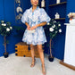 Rylan Puff Sleeve Lace Shirt Dress Floral Blue