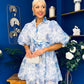 Rylan Puff Sleeve Lace Shirt Dress Floral Blue