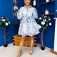 Rylan Puff Sleeve Lace Shirt Dress Floral Blue