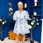 Rylan Puff Sleeve Lace Shirt Dress Floral Blue