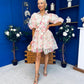 Rylan Puff Sleeve Lace Shirt Dress Floral Cream