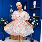 Rylan Puff Sleeve Lace Shirt Dress Floral Cream