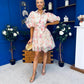 Rylan Puff Sleeve Lace Shirt Dress Floral Cream