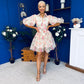 Rylan Puff Sleeve Lace Shirt Dress Floral Cream