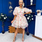 Rylan Puff Sleeve Lace Shirt Dress Floral Cream
