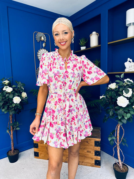 Gerri Hem Detail Mini Dress Pink