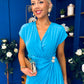 Opal Gold Clasp Detailed Midi Dress Cyan Blue