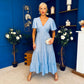 Colleen Open Back Midi Dress Polka Blue