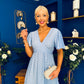Colleen Open Back Midi Dress Polka Blue
