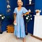 Colleen Open Back Midi Dress Polka Blue