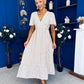Colleen Open Back Midi Dress Polka Cream