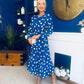 Gayle Polka Detailed Midi Dress Cobalt