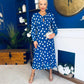 Gayle Polka Detailed Midi Dress Cobalt
