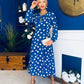 Gayle Polka Detailed Midi Dress Cobalt