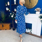 Gayle Polka Detailed Midi Dress Cobalt