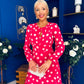 Gayle Polka Detailed Midi Dress Fuchsia
