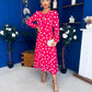 Gayle Polka Detailed Midi Dress Fuchsia