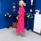 Gayle Polka Detailed Midi Dress Fuchsia