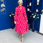 Gayle Polka Detailed Midi Dress Fuchsia
