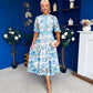 Kylie Floral Lace Occasion Dress Blue