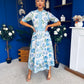 Kylie Floral Lace Occasion Dress Blue